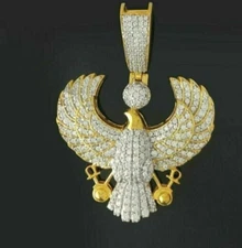 Men's 2.50Ct Round Lab Created Diamond Eagle Pendant In 14K Two Tone Gold Over