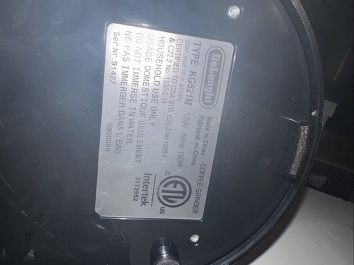 De'Longhi Electric Dedica Coffee Grinder KG521M Display model - Picture 6 of 6