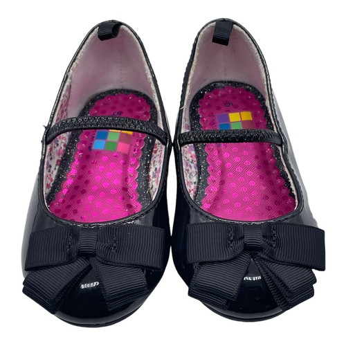 Healthtex Toddler Girls Size 5 Black Patent leathe w/ bow Easter Preowned
