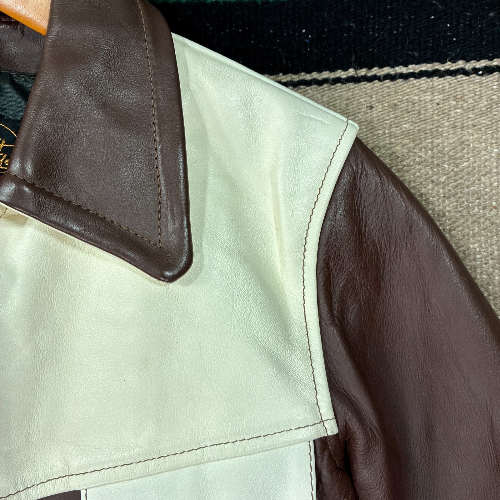 Vintage Lost Worlds NYC Horsehide Leather Jacket - Women's Small - Brown & White image 6