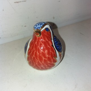 Royal Crown Derby Robin Paperweight. Gold Stopper. 1st Quality. (H19)