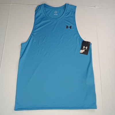 NWT Men's Under Armour Size S Small Blue Tech Tank Top Shirt Fitted 1382795-452