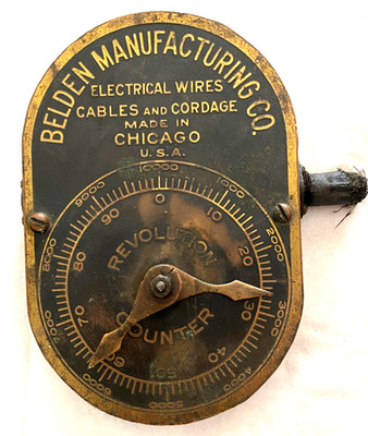 Brass Revolution Counter Wire Cordage Cable Scale Rare Antique Belden Mfg. Co.