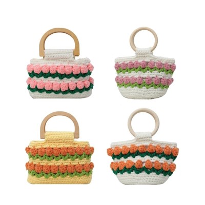 Fashion Crochet Bag Colorful Flower Knitted Handbag Spring Crochet Small Purse