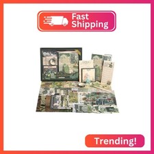 Scrapbook Photo Album Supplies Kit with Tweezers and Glue Tape, Green Aesthetic