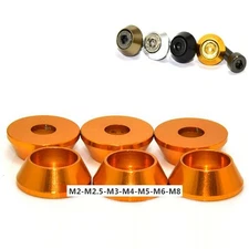 M2-M8 Orange Aluminum Alloy Cone Cup Head Washers Gasket Fit for Bolts & Screws