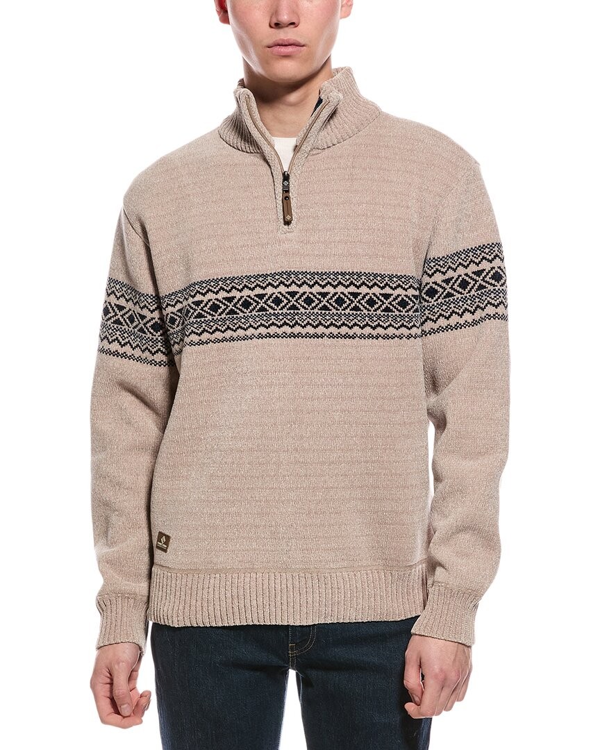Point Zero Semi Fit 1/4-Zip Mock Neck Sweater Men's Tan S