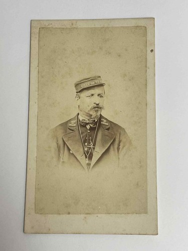 ALTES FOTO CDV ANONYM ZUGFÜHRER EISENBAHN EISENBAHNER +-1900