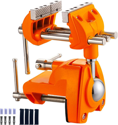 Bench Vise, 360° Swiveling Articulating Vise, Clamp-On Vise for Workbench, Cast 