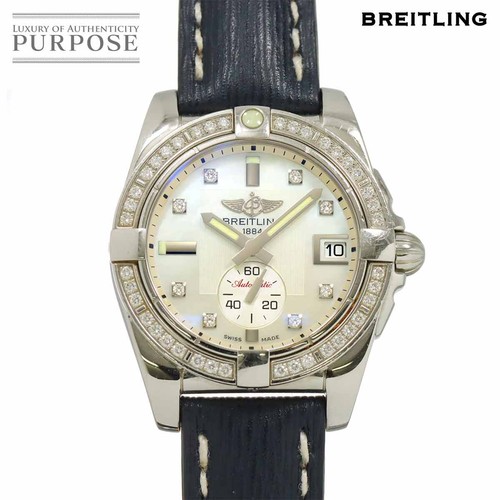 BREITLING Galactic 36 A37330 8P Diamond Bezel Boys Date White ...
