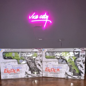 Lot of 2 Glock Large Size Graffiti Toy Gel Blasters Green/Black SEALED w/ Ammo