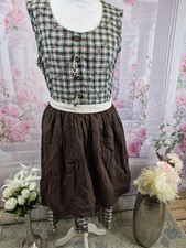 Vintage Handmade Cottagecore Plaid Floral Midi Dress & Apron | Approx UK 16