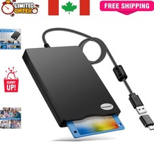 Ultra-Thin USB 3.5 Floppy Disk Drive - Compatible with Windows 11-2000, Black