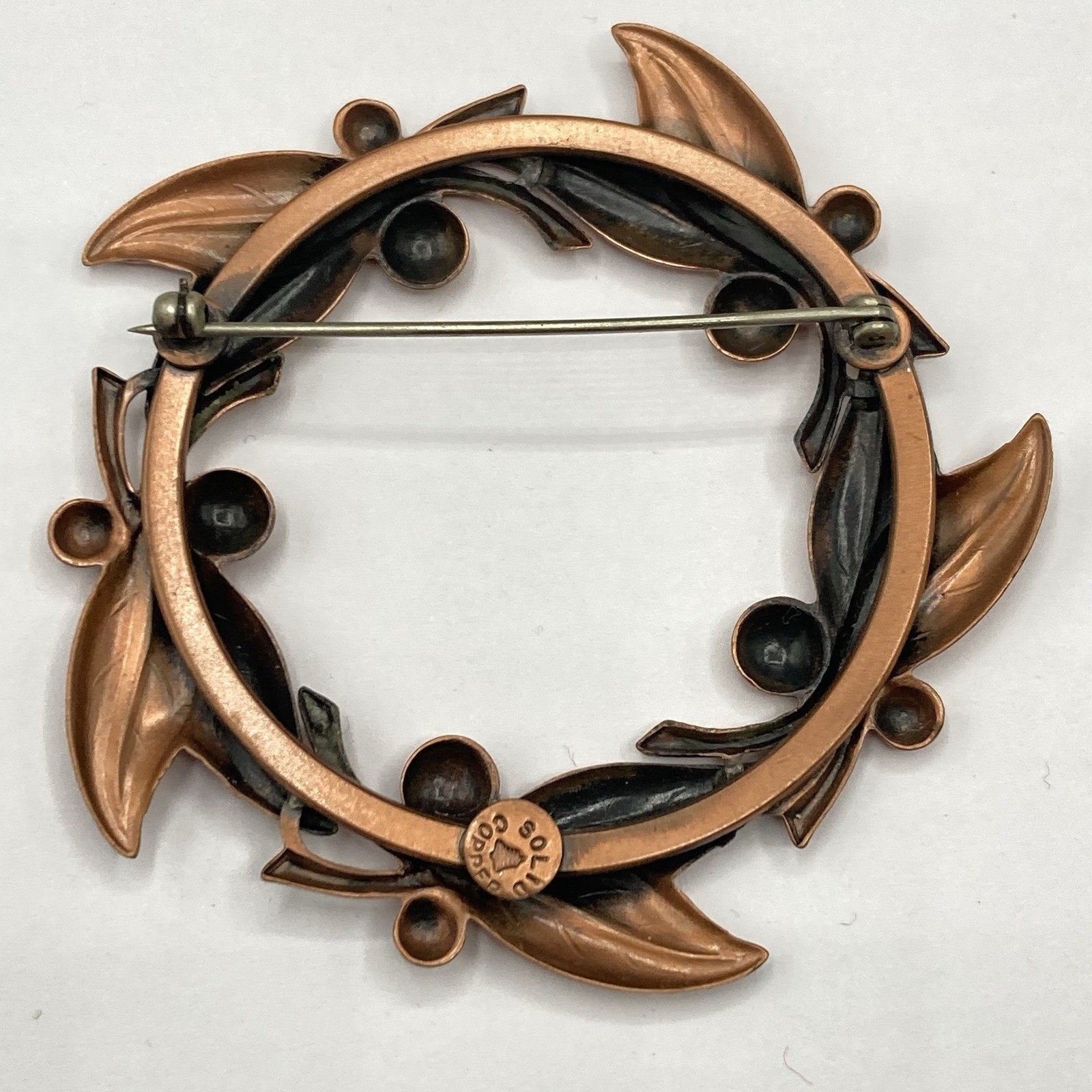 Vintage Statement Solid Copper Flower Floral Leaf… - image 5