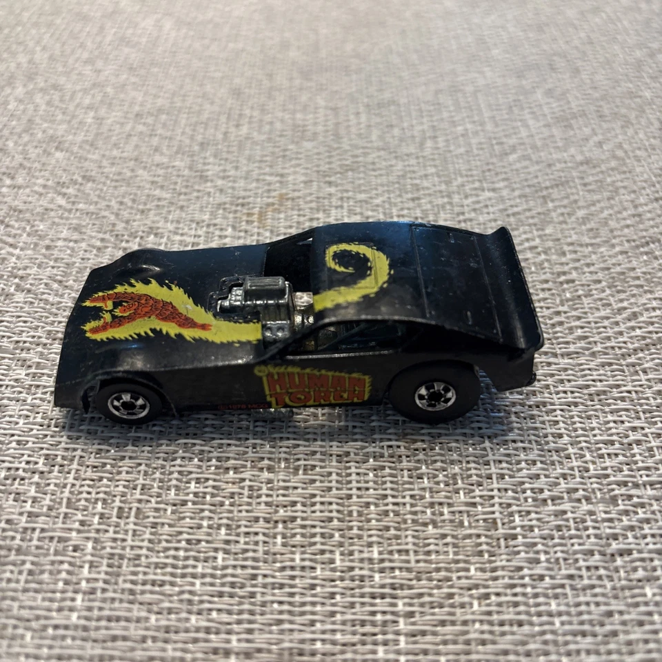 Coche Antorcha Humana Hot Wheels Vintage 1977 Negro Héroes Hong Kong Dragster Coche Divertido Foto 3 de 4