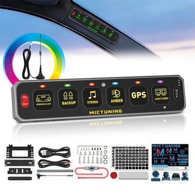 MICTUNING RGB 6/8 Gang Wireless Switch Panel 12V LED Light Circuit Relay System
