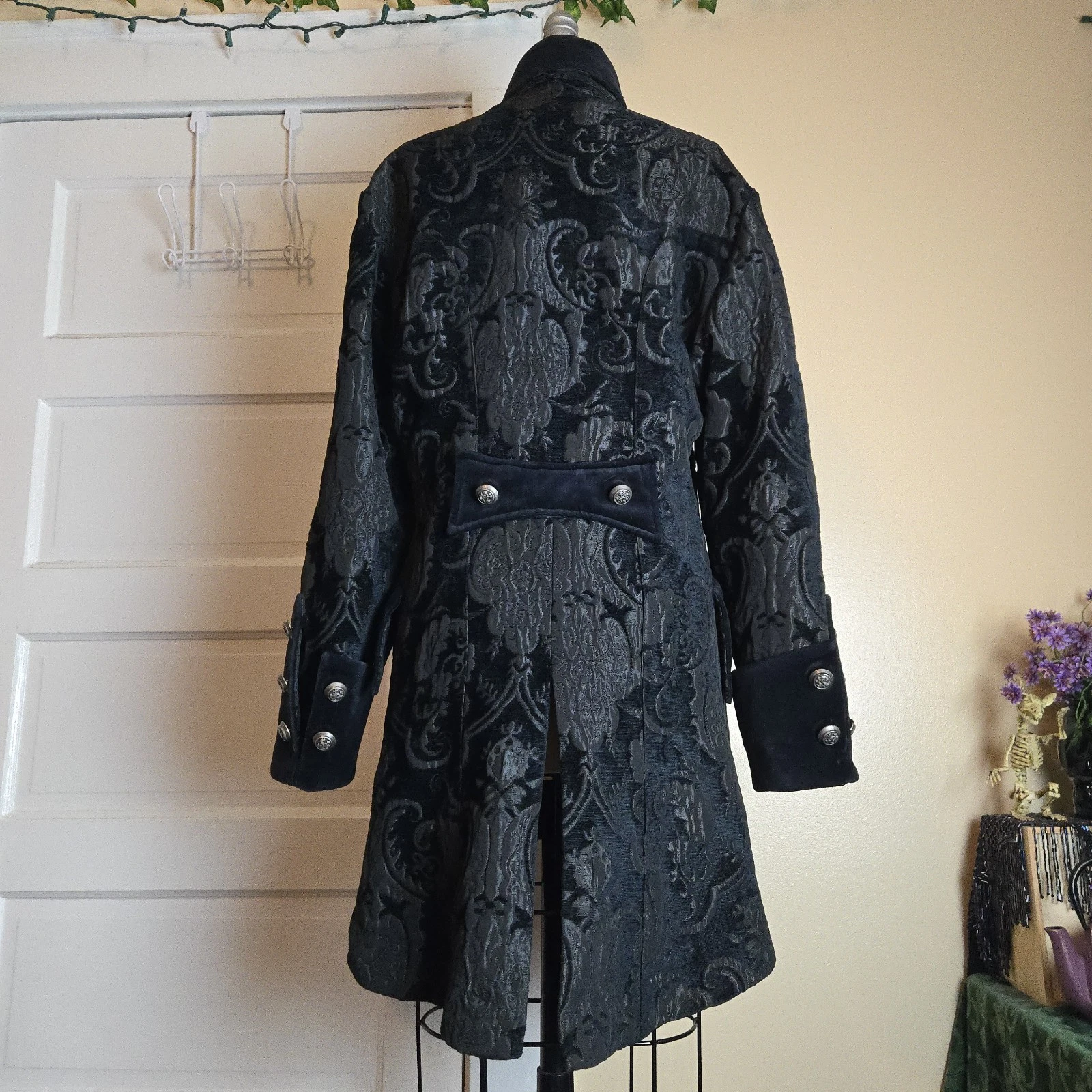 Shrine Hollywood California black brocade gothic steampunk military vampire coat image 9