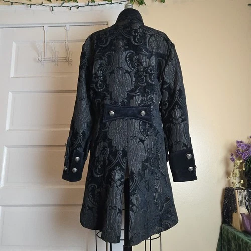 Shrine Hollywood California black brocade gothic steampunk military vampire coat image 9