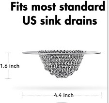 Safe ViewKitchen Sink Drain Strainer, Reversible Chain Mesh Sink Strainer, 304 S