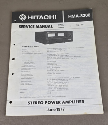 Hitachi Stereo Power Amplifier HMA-8300 Service Manual D-3898
