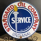 VINTAGE STANDARD OIL COMPANY SERVICE PORCELAIN TORCH INDIANA GAS GASOLINE SIGN