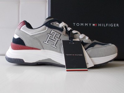 Tommy Hilfiger Herren Prep Sneaker Mix, Leder Suede+Mesh Silver/Blau EU-42140 