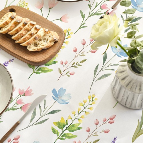Spring Tablecloth 60×84 Inch Rectangular Wildflowers Floral Elegant Table Cover - Picture 4 of 7