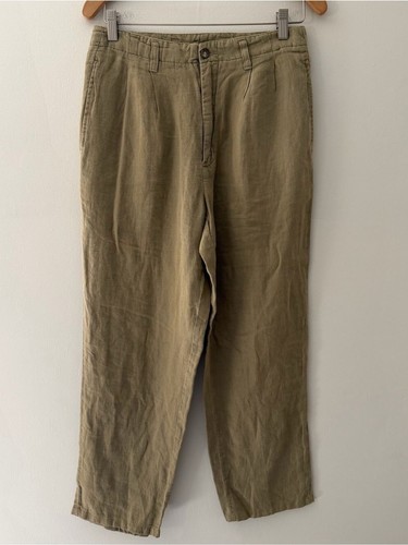 Geoffrey Beene, Geoffrey Beene Vintage Linen Pants Tan Pleated Steaight Leg Size 6 Petite