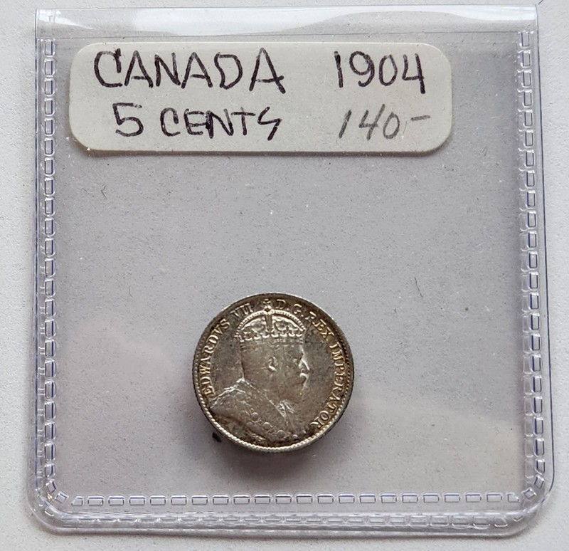 World Coin Lot:  1904 Canadian Silver Five-Cent Coin