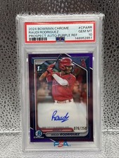 Raudi Rodriguez Auto 2024 Bowman 1st Chrome Purple Refractor /250 LA Angels MLB