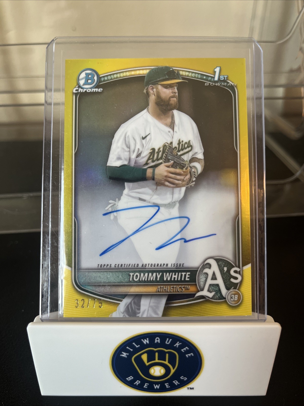 🔥 Tommy White 1st 2025 Bowman Chrome Yellow Refractor Auto /75 🔥
