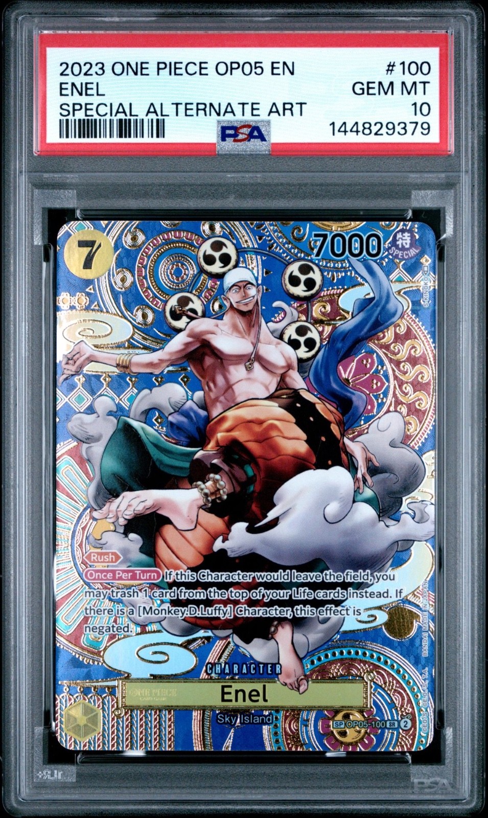 2023 One Piece OP05 En Enel Special Alternate Art #100 PSA 10 Gem Mint