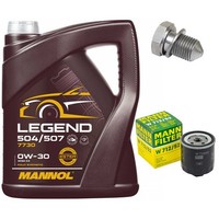 MotoröL Filter Set Mannol 0W-30 5 Liter + Schraube FüR VW Lupo 1.0 6E1 50 PS