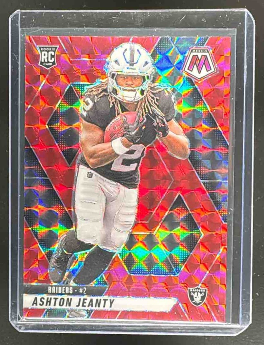Ashton Jeanty 2025 Panini Mosaic #345 Camo Red Prizm Rookies Rookie RC