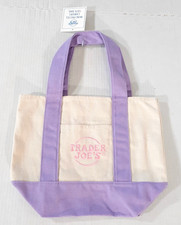 Trader Joe's Mini Pastel Canvas Tote Bag in Purple NWT