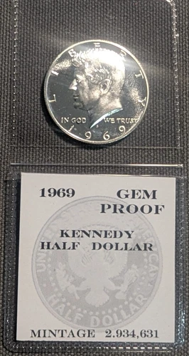 1969 S 40% Silver Kennedy Half Dollar Gem Proof