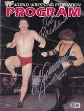 Bob Backlund & Sgt. Slaughter Signed 1983 WWF Program Magazine BAS COA WWE Auto