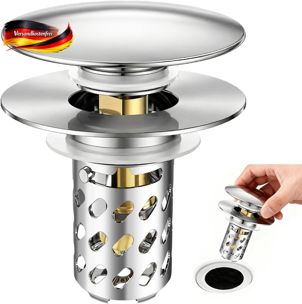 Universal WaschbeckenstöPsel Mit Sieb Edelstahl Abflussstopfen FüR Bad & GäSteto-image