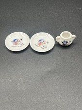 Girls Miniature Butterfly  Flower Ceramic Tea Set 2 Plates 1 Open Sugar