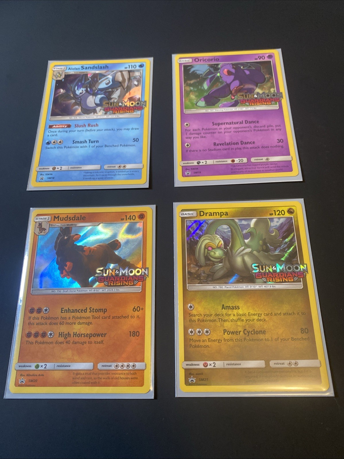 4 Pokémon TCG Promo Cards SM18-21 Alolan Sandslash Oricorio Mudsdale Drampa
