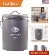 Kitchen Compost Bin Odor Resistant Indoor Compost Container with Lid Gray