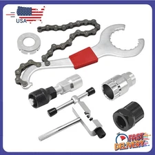6PCS New Bike Tool Kit w/ 3-in-1 Cassette Remover Wrench Crank Puller Extractor