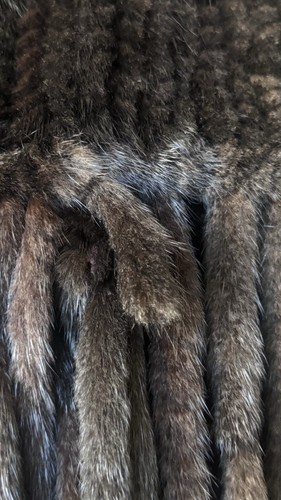 Adrienne Landau Chocolate BrownGenuine Mink Fur Cape Poncho Fringes READ - Picture 13 of 16