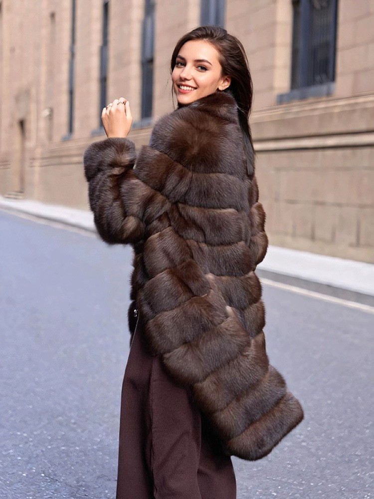 Luxury Winter Women Real Mink Fur Coat New Fur Coat Winter Mink Fur Warm Jacket