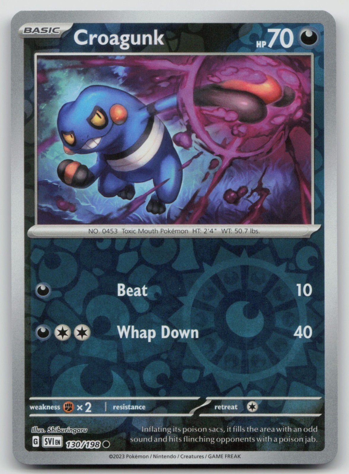 Croagunk 130/198 Scarlet & Violet Base Set Pokemon TCG C Reverse Holofoil NM