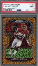 Antonio Gibson 2020 Panini Prizm Lazer Rookie Football Card #384 Graded PSA 9. rookie card picture