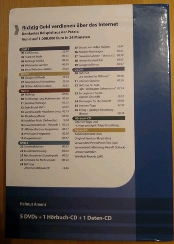 Richtig Geld verdienen über das Internet,5DVD's,1Hör-CD,1DatenCD, von Helmut... - Bild 3 von 4