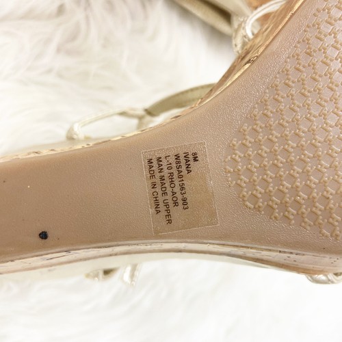 Tommy Hilfiger 8 M Womens Gold Faux Leather Ivana Strap Wedge Sandals - Picture 10 of 10