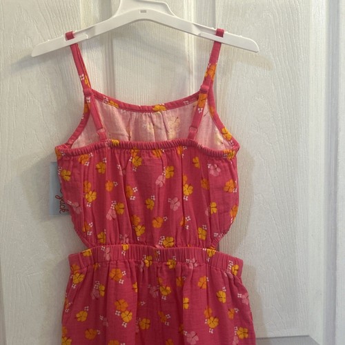 NWT Cat & Jack Jumpsuit Girls XS 4/5 Pink Floral Woven Cotton Wide Leg - Picture 7 of 18