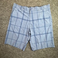 OP Ocean Pacific Hybrid Shorts Mens 36 Blue Plaid OPFlex 4-Way Stretch